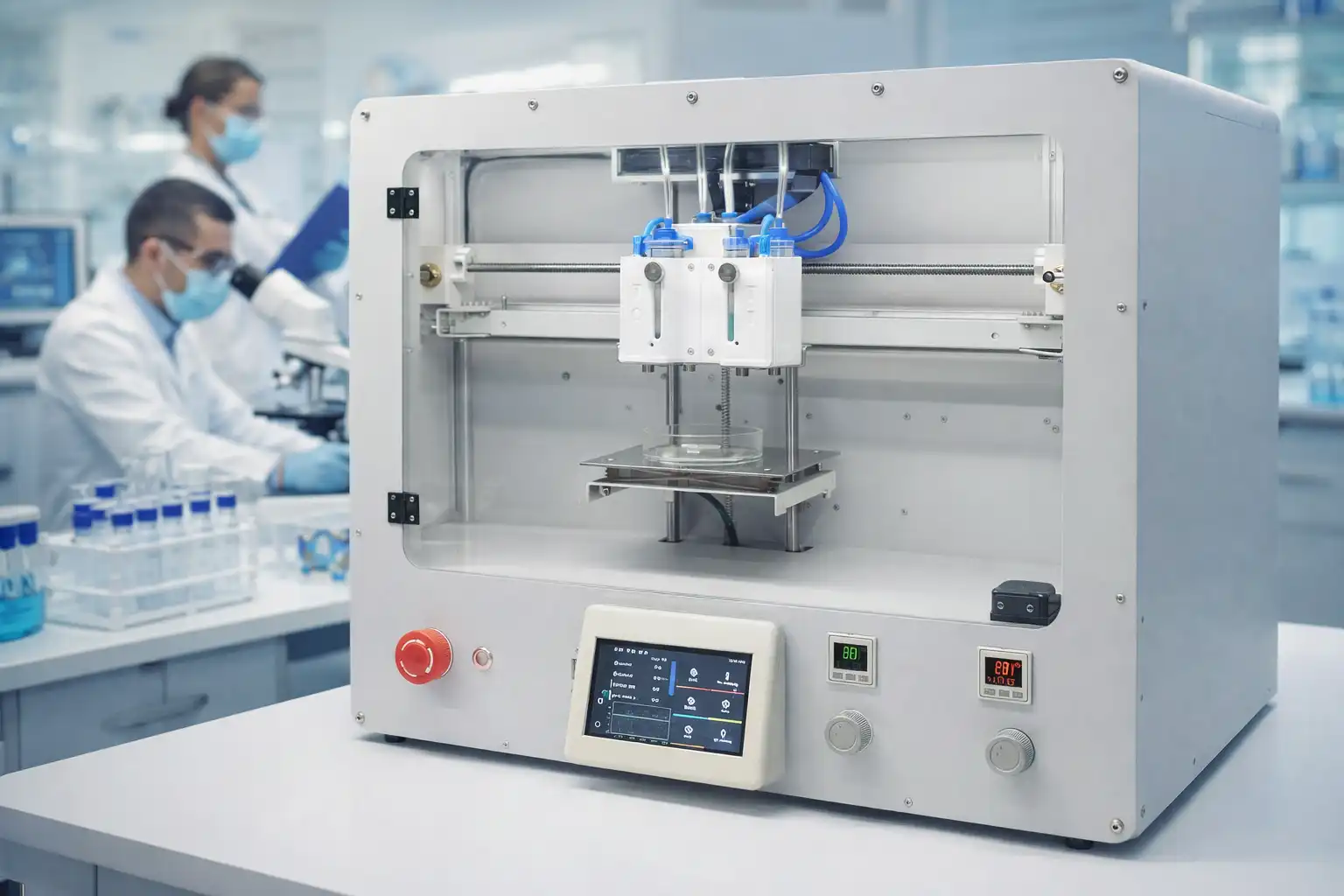 Bio PRO bio 3D printer with sterile enclosure and pneumatic extrusion for clinical tissue engineering