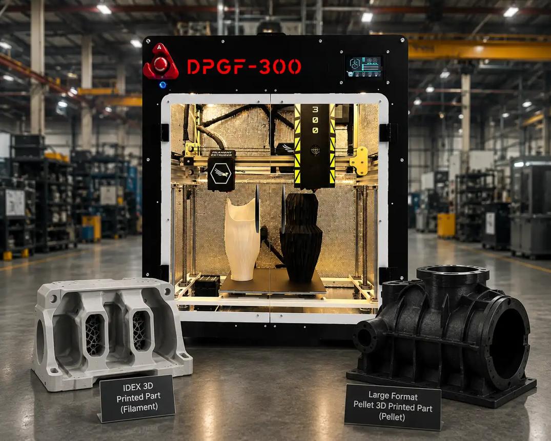 Garuda3D hybrid pellet and filament IDEX printer