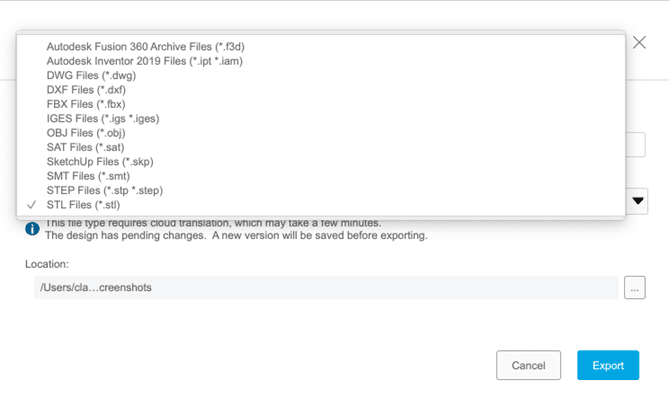 Fusion 360 to stl conversion