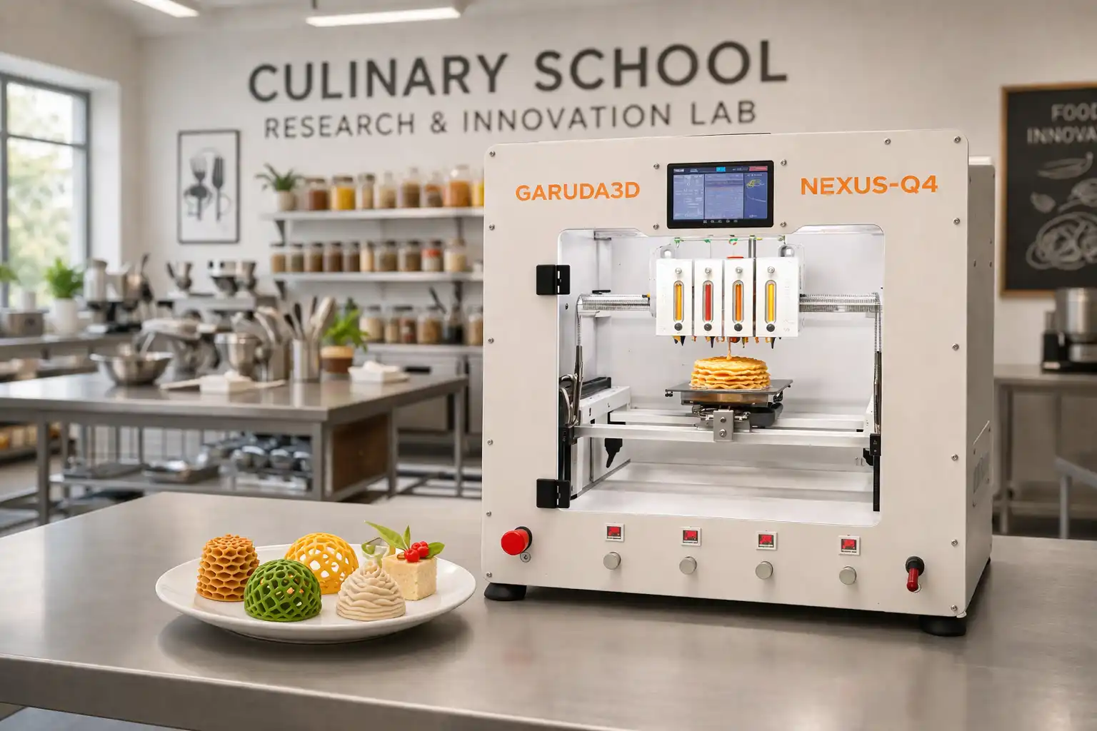 NEXUS Q4 – Advanced 4-Head Food 3D Printer - Quad extruder food printing multi-ingredient simultaneous India