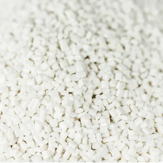 PLA pellets — white thermoplastic granules