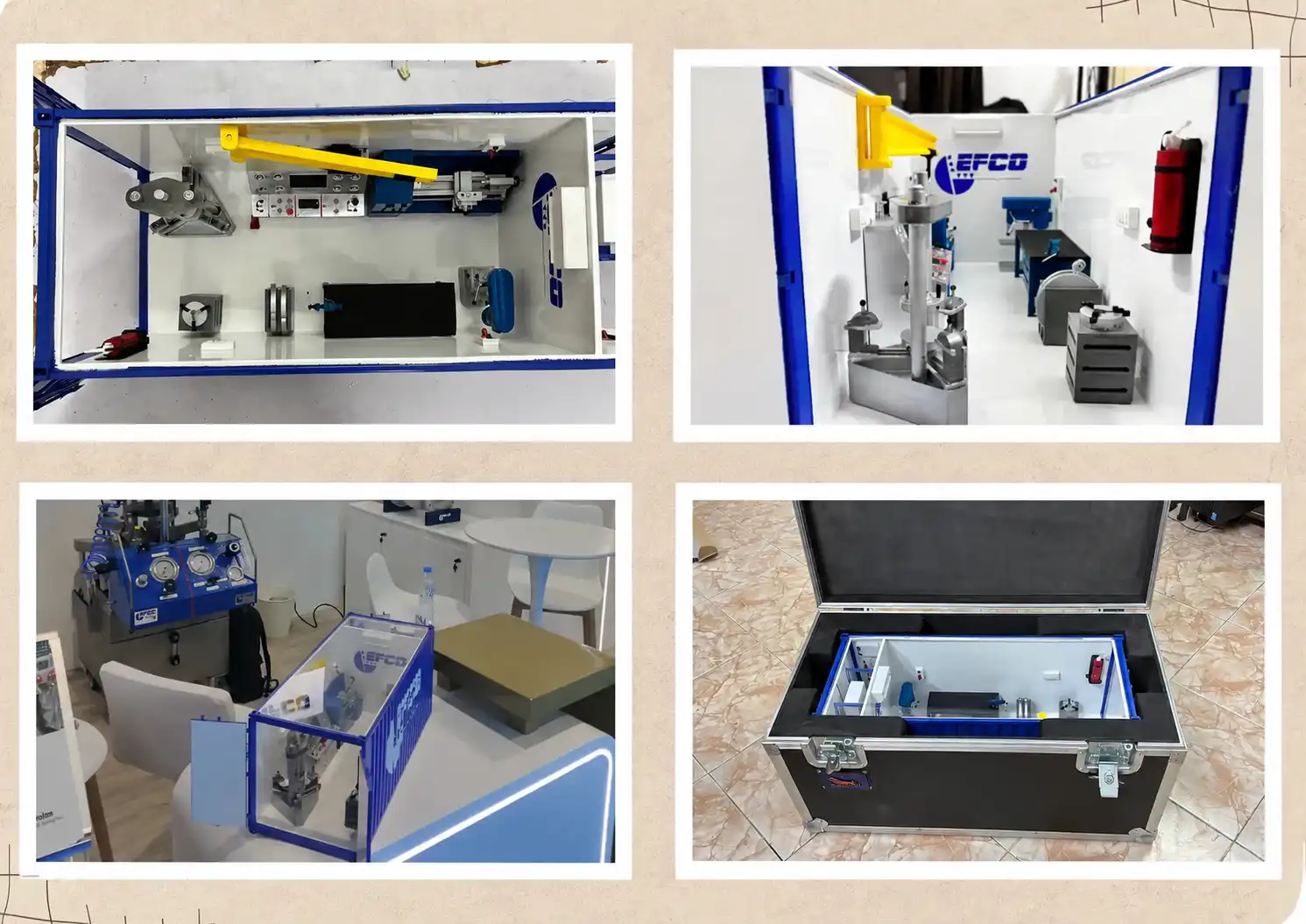 3D printed 20ft container scale model with detailed internal equipment layout for EFCO