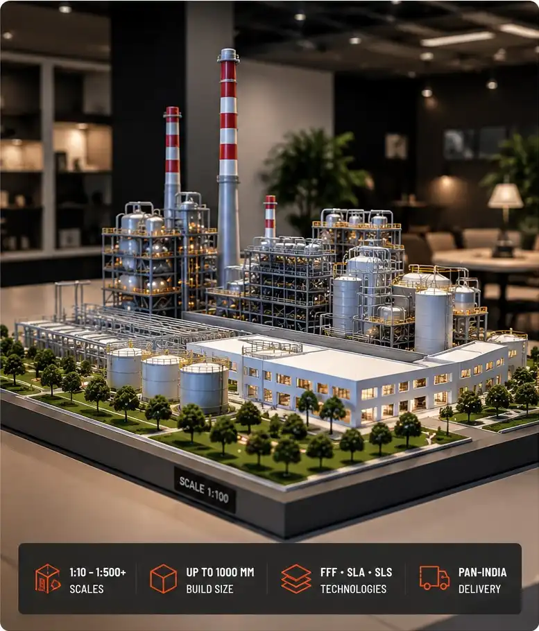 Detailed industrial plant scale model 3D printed by Garuda3D