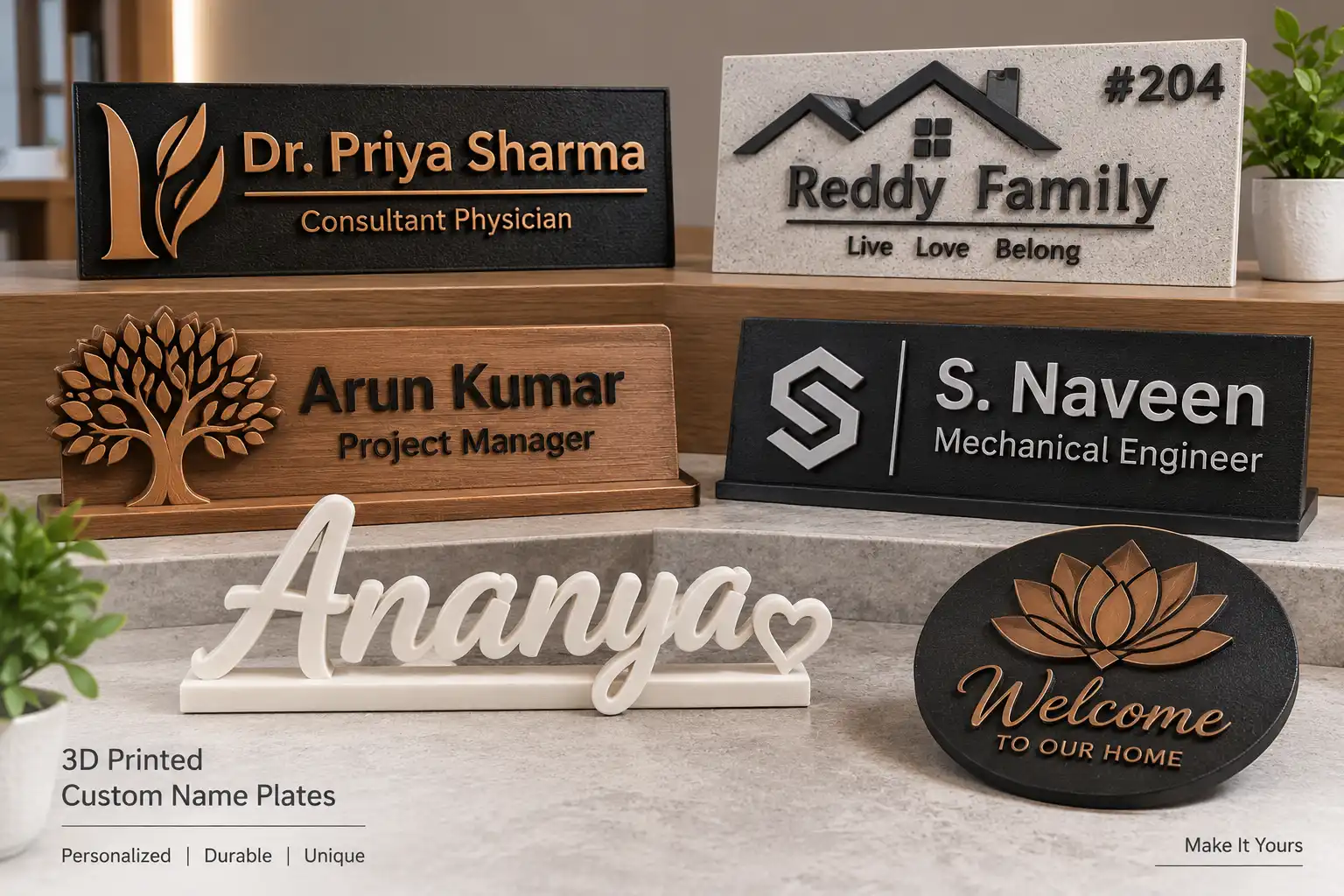 Custom 3D printed name plates