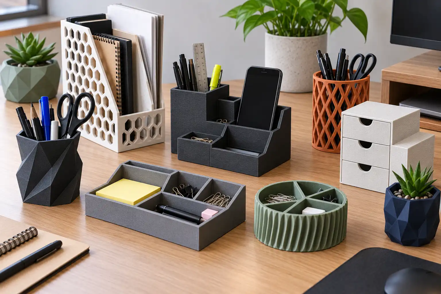 Custom 3D printed desk organizers