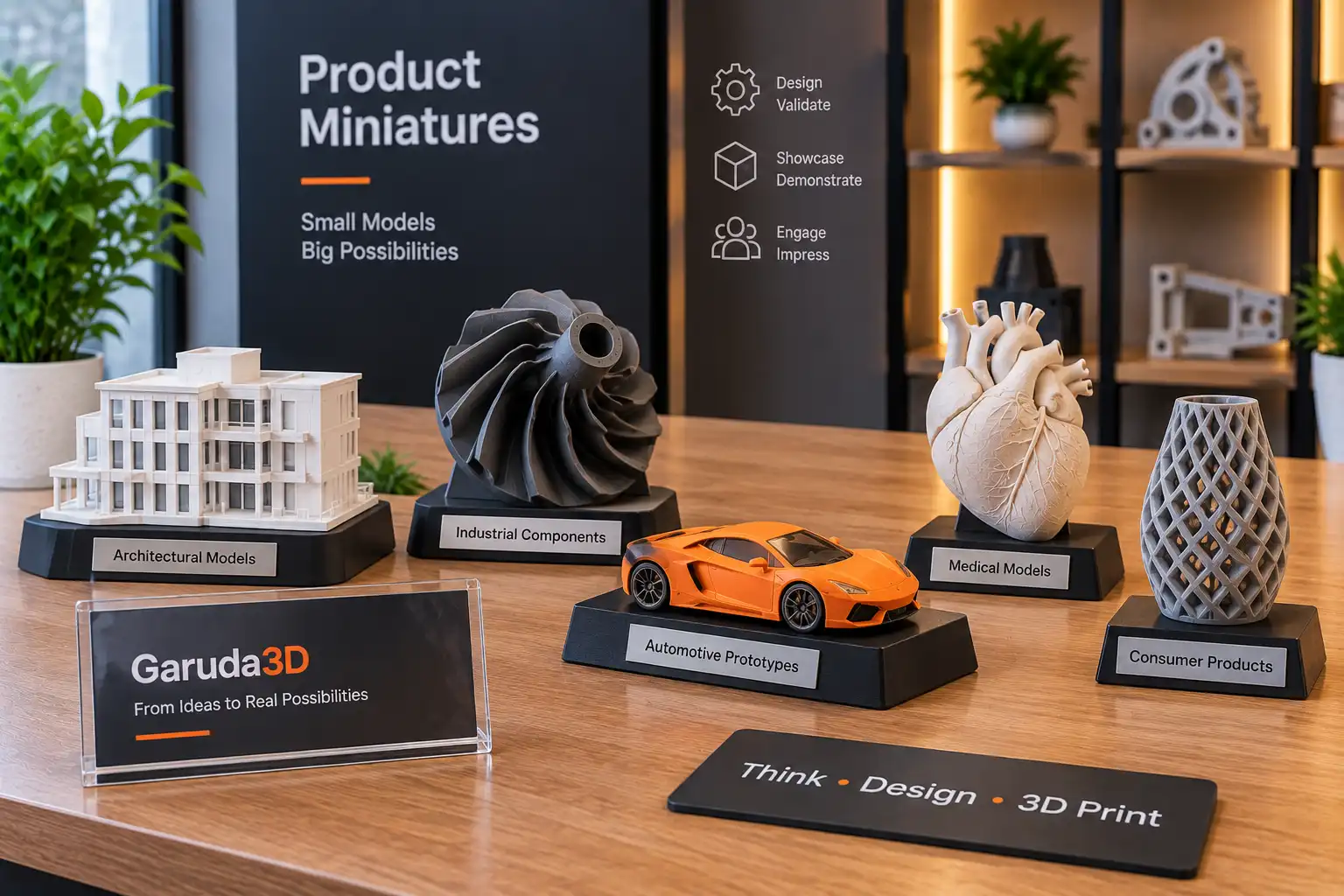 Custom 3D printed product miniatures