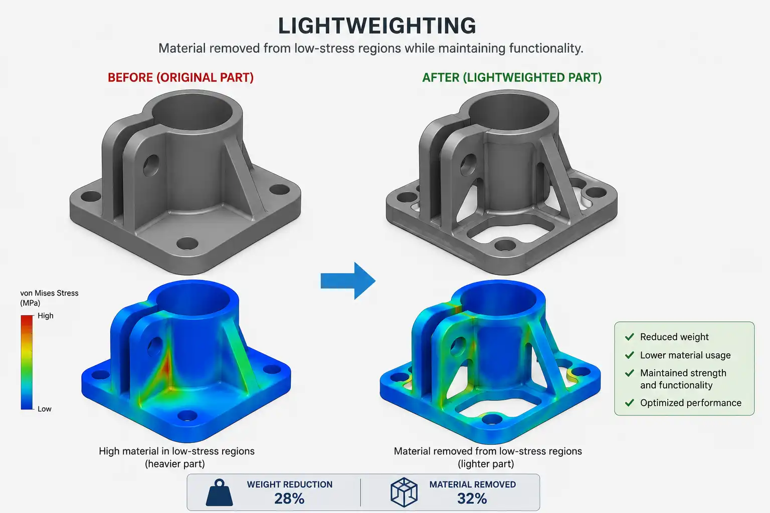 Lightweighting design with lattice structures for additive manufacturing