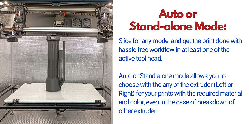 Auto or Stand-alone Mode for IDEX 3D Printer