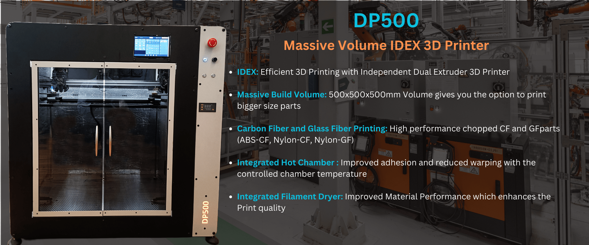 Main Features of IDEX 3d printer. This 3D Printer is equipped with Independent Dual Extrusion head