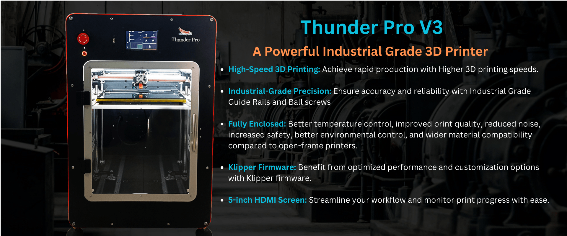 Thunder Pro High Speed Industrial Grade 3D Printer